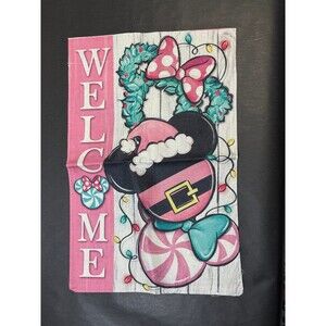 Disney Minnie Mouse Christmas Garden Flag Welcome